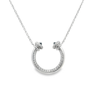 18kt White Gold Natural Blue Sapphire and Natural Round Diamond Pendant (.47ct)