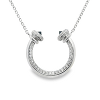 18kt White Gold Natural Blue Sapphire and Natural Round Diamond Pendant (.47ct)