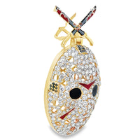 14kt Yellow Gold Natural Round Diamond and Natural Round Black Diamond "Jason" Hockey Mask Pendant (9.46ct)