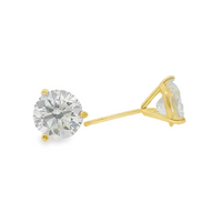 14kt Yellow Gold Lab-Grown Round Diamond 3-Prong Martini Style Stud Earrings (3.0ct)