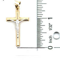 14kt Two-Tone Gold Italian Made Crucifix Charm (1.97g)