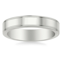 Goldman 14kt White Gold Flat Round Edge 5mm Ring
