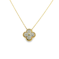 18kt Yellow Gold Natural Round Diamond Clover Pendant (.27ct)