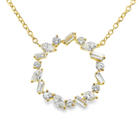 18kt Yellow Gold Natural Round and Marquise Diamond Circle Pendant (.30ct)