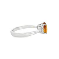 18kt White Gold Oval Natural Citron and Natural Diamonds Ring (1.76ct)