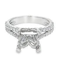 18K White Gold Natural Round Diamond Split Shank Semi-Mount Engagement Ring (.73ct)