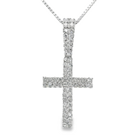 14kt White Gold Lab-Grown Round Diamonds Cross Pendant (.56ct)