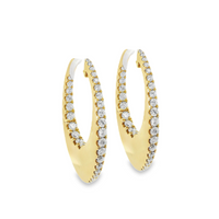 18kt Yellow Gold Natural Diamonds Medium Hoop Earrings (2.22ct)