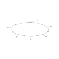 Sterling Silver Dangle CZ Station 10" Adjustable Anklet
