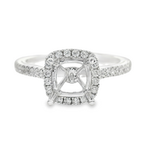 18kt White Gold Full-Cut Diamond Halo Semi-Mount Ring (.27ct)