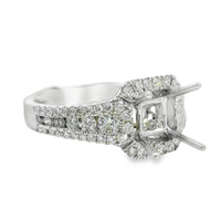 18kt White Gold Round Diamond Halo Semi-Mount Ring (.77ct)