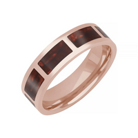 Goldman 14kt Rose Gold and Red Ceram8 Inlay 6mm Wedding Band