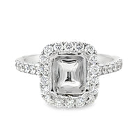 18kt White Gold Halo Natural Diamonds Semi-Mount Ring (0.93ct)