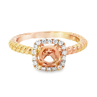 18kt Rosé Gold Halo Natural Diamonds Semi-Mount Ring (0.14ct)
