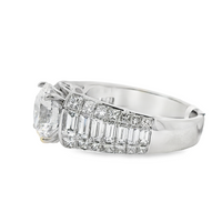 18kt White Gold Lab-Grown Round Brilliant Diamond (2.39ct) and Natural Channel Set Baguette and Princess Cut Diamonds (2.10ct) Engagement Ring
