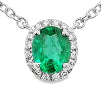 18kt White Gold Natural Emerald And Natural Diamonds Pendant (0.39ct)