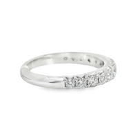 18kt White Gold Natural Round Diamond French Pave Wedding Ring (0.79ct)