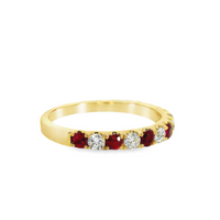18kt Yellow Gold Natural Round Ruby and Natural Round Diamond Ring (.77ct)