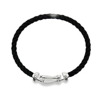 18k Gents' White Gold & Black Braided Nylon Black Diamond Bracelet (.42ct)