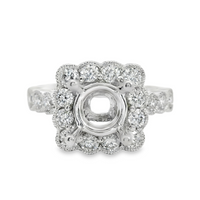 18kt White Gold Full-Cut Diamond Halo Semi-Mount Ring (.89ct)