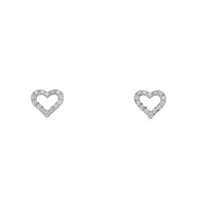 18kt White Gold Lab-Grown Round Diamond Heart Stud Earrings (.21ct)