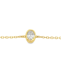 18kt Yellow Gold 7" Natural Oval Diamond Cable Link Bracelet (.18ct)