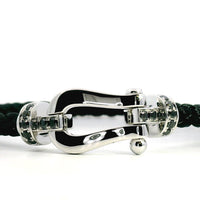 18k Gents' White Gold & Black Braided Nylon Black Diamond Bracelet (.42ct)