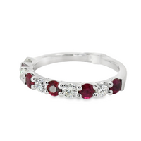 18kt White Gold Round Natural Rubies and Round Natural Diamonds Ring (1.16ct)