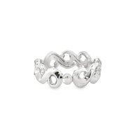 18kt White Gold Round Natural Diamonds and Round Natural Sapphires Ring (0.12ct)