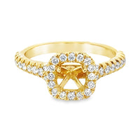 18kt Yellow Gold Halo Natural Diamonds Semi-Mount Ring (0.38ct)