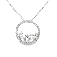 18kt White Gold Natural Diamond Circular Pendant (.50ct)