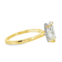 18kt Two-Tone Lab-Grown Oval Diamond and Natural Round Diamonds Hidden Halo Engagement Ring (2.18ct)