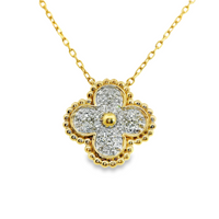 18kt Yellow Gold Natural Round Diamond Clover Pendant (.27ct)