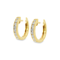 18kt Yellow Gold Natural Round Diamond Small Hoop Earrings (.22ct)