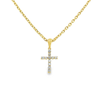 14kt Yellow Gold Natural Round Diamond Cross Pendant (0.14ct)