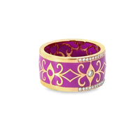 18kt Rosé Gold and Enamel Natural Diamond Contemporary Ring (0.33ct)