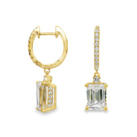 18kt Yellow Gold Natural Round Diamonds and Lab-Grown Emerald Diamonds Drop Earrings (4.19ct)