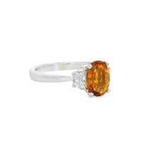18kt White Gold Oval Natural Citron and Natural Diamonds Ring (1.76ct)