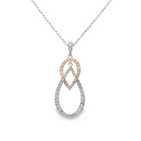 18kt Two-Tone White and Rose Gold Natural Round Diamond Pendant (.46ct)