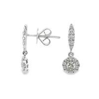 18kt White Gold Natural Round Diamonds Drop Earrings (.63ct)
