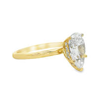 18kt Yellow Gold Lab-Grown Pear and Natural Round Diamond Hidden Halo Engagement Ring (2.09ct)