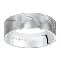 Artcarved 14kt White Gold 7mm Interwoven Design Satin Finish Wedding Band