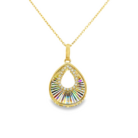 18kt Yellow Gold Natural Round Diamond Teardrop Pendant (.04ct)