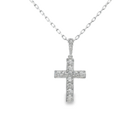 18kt White Gold Natural Round Diamond Cross Pendant (.29ct)