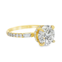 18kt Yellow Gold Lab-Grown Round & Natural Baguette Diamonds Engagement Ring (2.54ct)