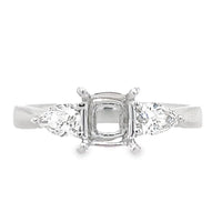 18K White Gold Pear Shaped Diamond Semi-Mount Ring (.38ct)