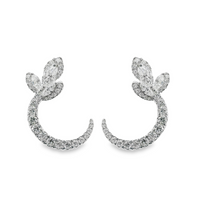 18kt White Gold Marquise Diamond Medium Hoop Earrings (1.06ct)
