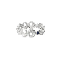 18kt White Gold Round Natural Diamonds and Round Natural Sapphires Ring (0.12ct)