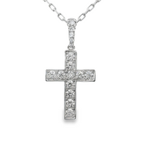 18kt White Gold Natural Round Diamond Cross Pendant (.29ct)
