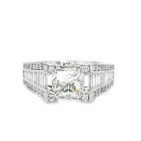18kt White Gold Natural Princess Cut Diamond Engagement Ring (3.03ct)